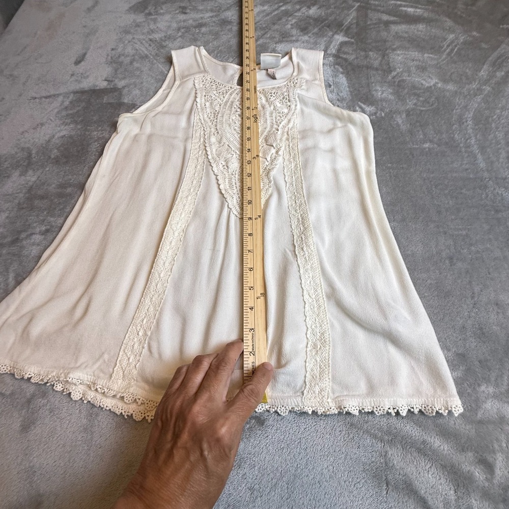 Knox Rose Ivory Crochet Lace Sleeveless Boho Tank Top Size Small Cottagecore Chi - Picture 7 of 9
